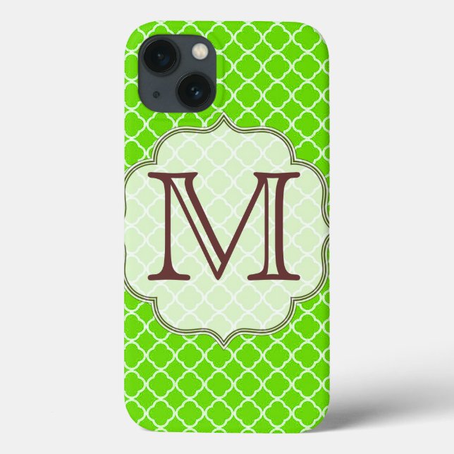 Lime Green Quarterfoil Latti Monogram IPAD Case (Back)