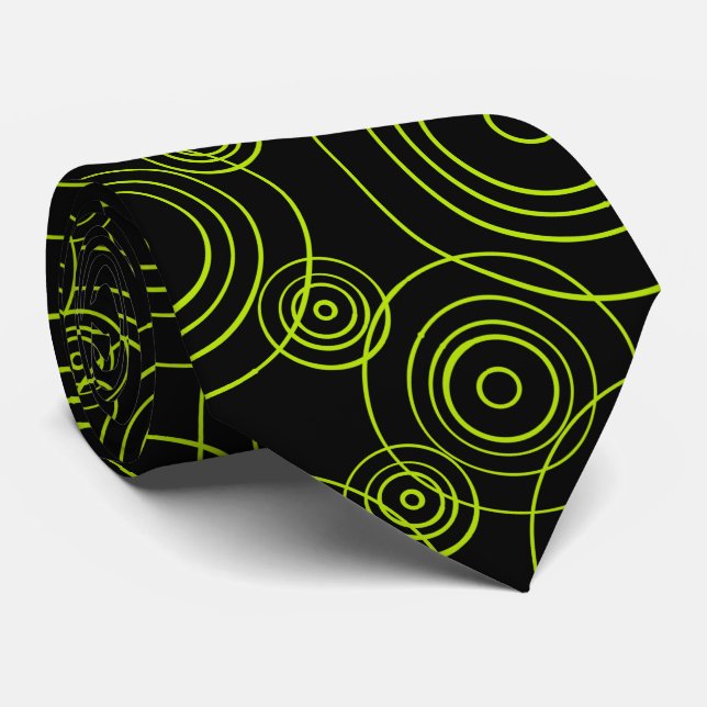 Lime Green Rain Ripples pattern Tie (Rolled)