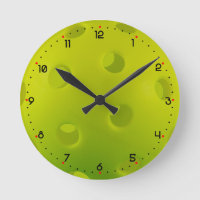 Lime green real pickleball round clock