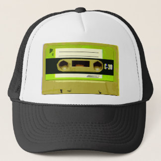 Lime Green Retro Cassette Tape Trucker Hat