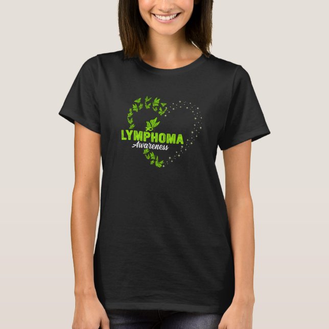 Lime Green Ribon Butterfly Heart Leukaemia Awarene T-Shirt (Front)