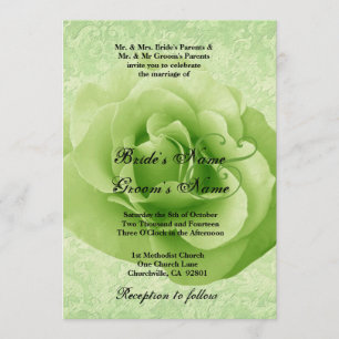 LIME GREEN Rose and Damask Wedding Invitation