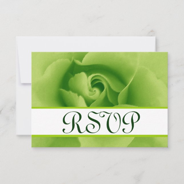 Lime Green Rose RSVP Wedding Response Card Small (Front)