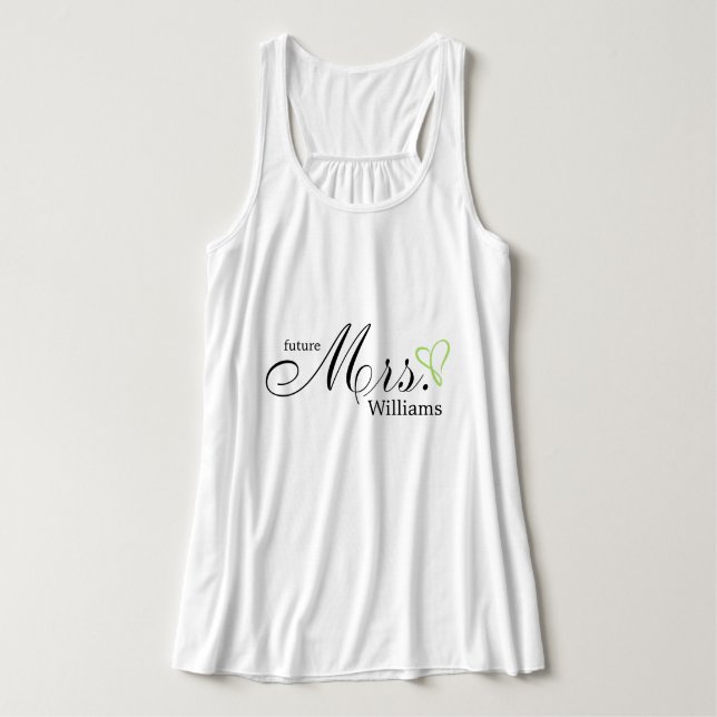 Lime Green Scribbled Heart Future Mrs Singlet (Design Front)