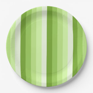 Lime green shadow stripes paper plate