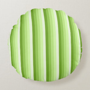 Lime green shadow stripes round cushion