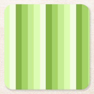 Lime green shadow stripes square paper coaster