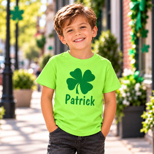 Lime Green Shamrock Name St Patricks Boys T-Shirt