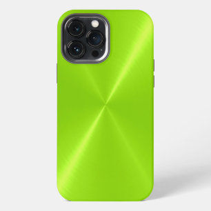 Lime Green Shiny Stainless Steel Metal iPhone 13 Pro Max Case