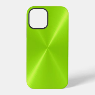 Lime Green Shiny Stainless Steel Metal iPhone 12 Pro Case