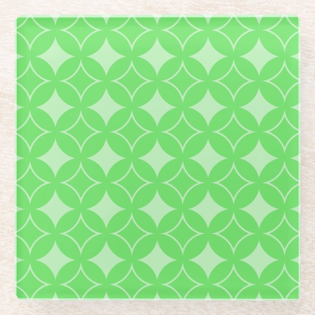 Lime green shippo pattern glass coaster (Front)