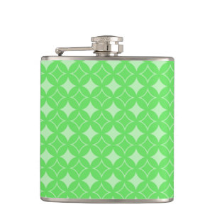Lime green shippo pattern hip flask