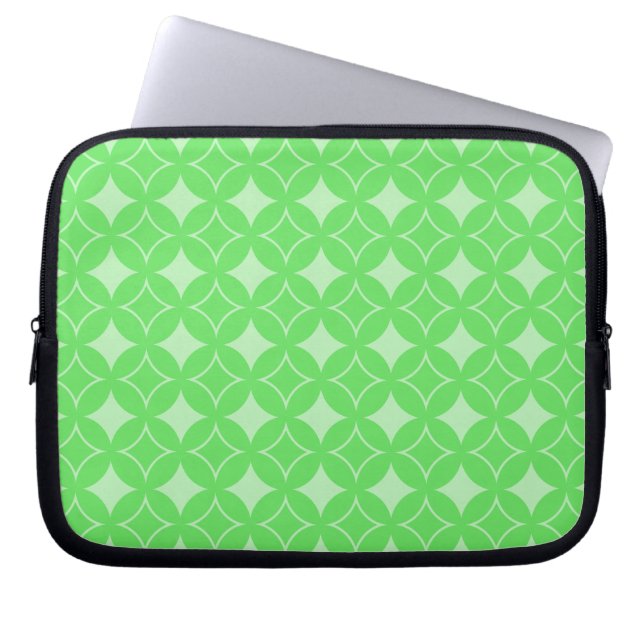 Lime green shippo pattern laptop sleeve (Front)