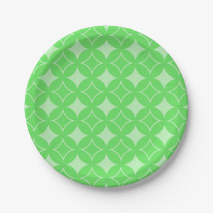 Lime green shippo pattern paper plate