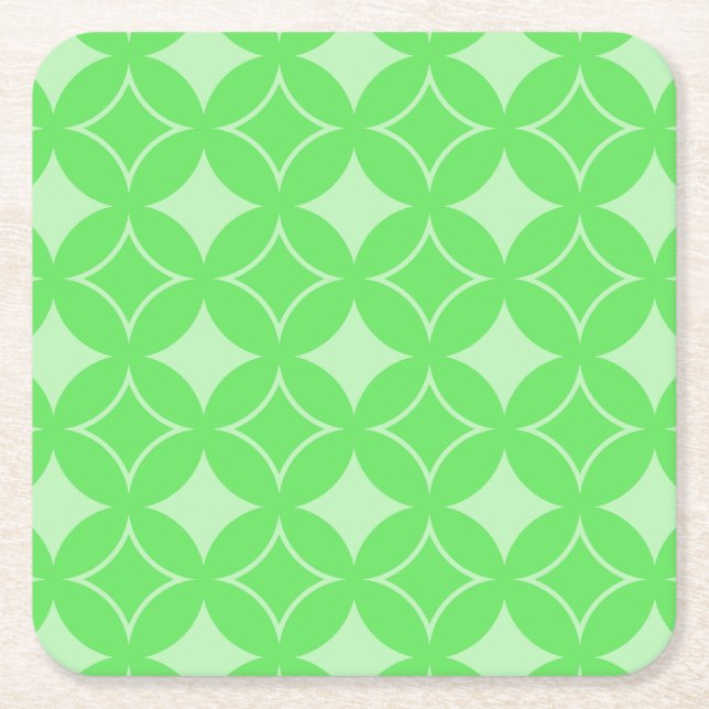 Lime green shippo pattern square paper coaster (Front)