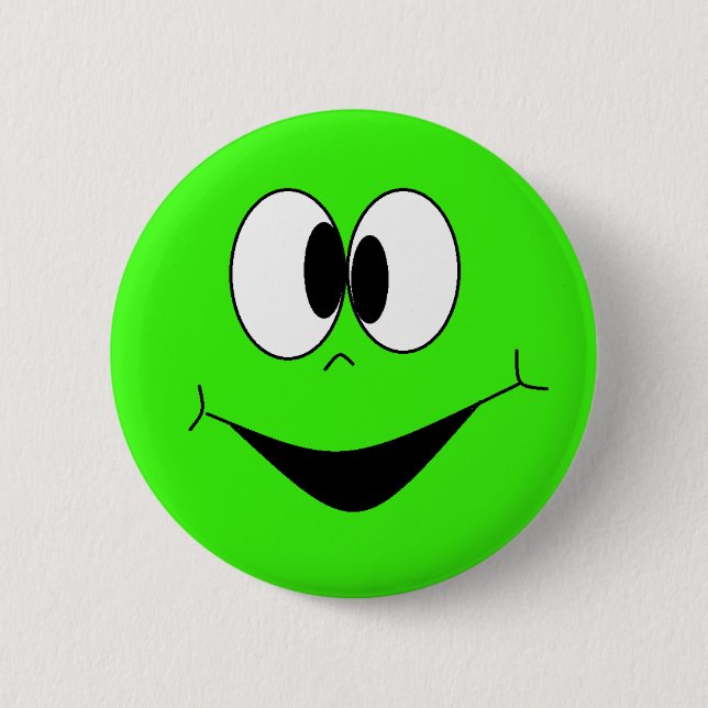 Lime Green Silly Googlie Eyes Face Button (Front)