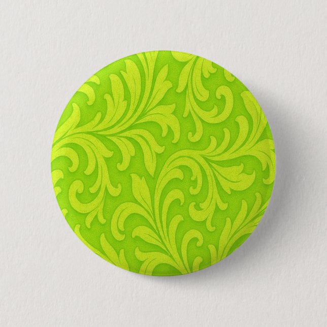 lime green sleek pattern 6 cm round badge (Front)