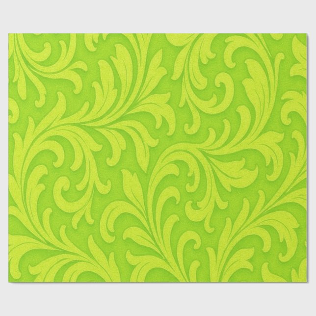 lime green sleek pattern wrapping paper (Flat)