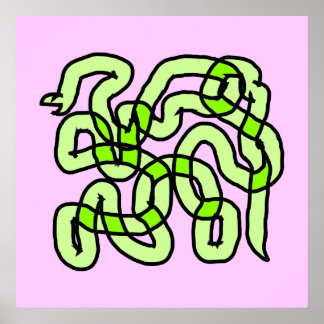 Lime Green Snake, on pink. Poster