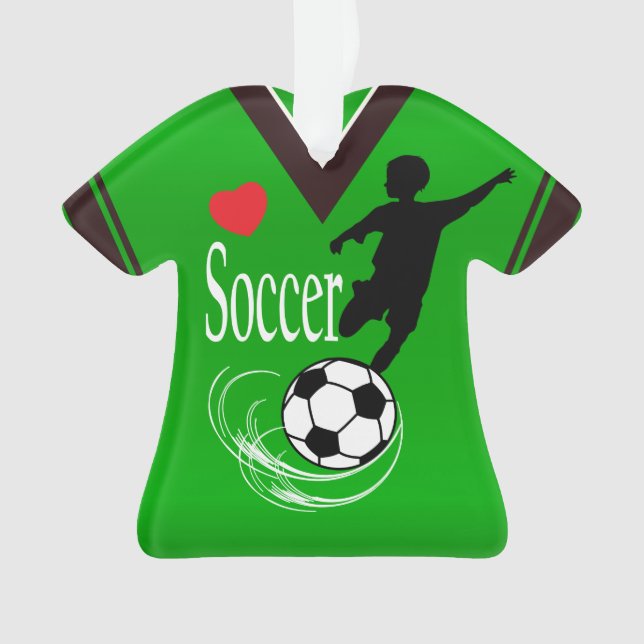 Lime Green Soccer Ball Shirt Ornament (Front)