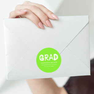 Lime Green Spray Paint Graduation Classic Round Sticker