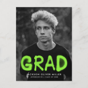 Lime Green Spray Paint Photo Graduation Party Invitation Postcard