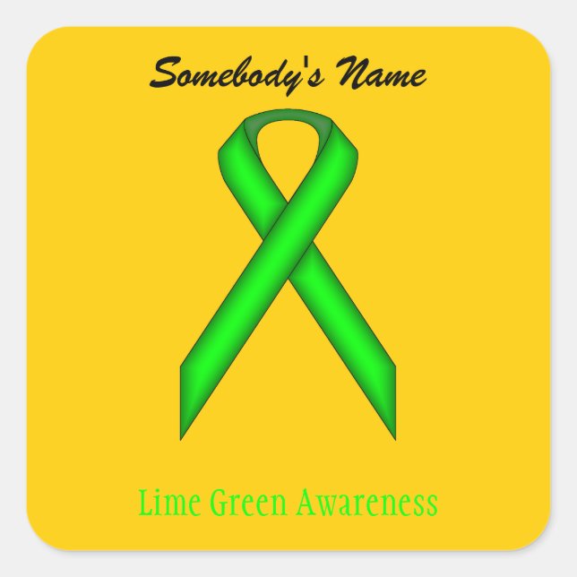 Lime Green Standard Ribbon by Kenneth Yoncich Square Sticker (Front)