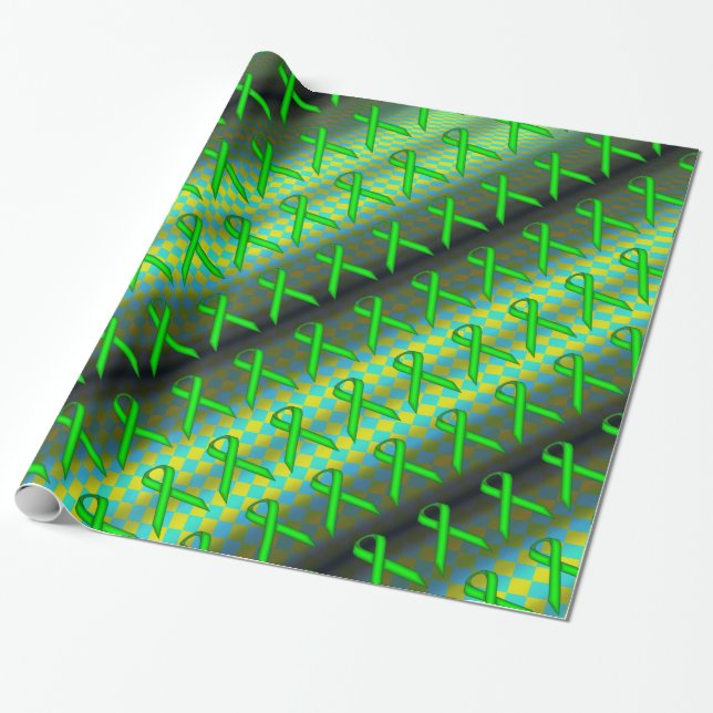 Lime Green Std Ribbon Pattern by Kenneth Yoncich Wrapping Paper (Unrolled)