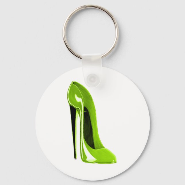 Lime Green Stiletto Shoe Key Ring (Front)