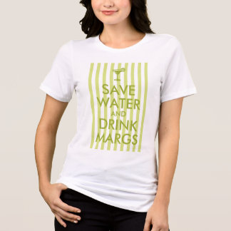 Lime Green Stripe Save Water and Drink Margs Tri-Blend Shirt