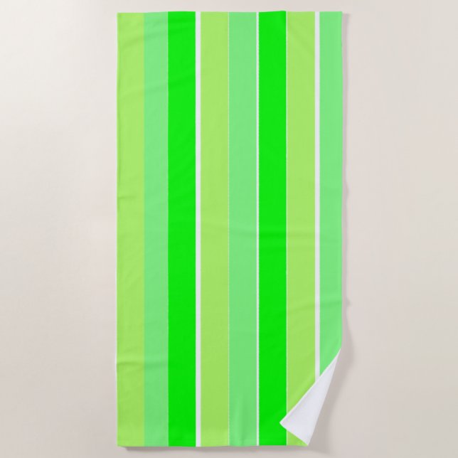Lime Green Stripes Beach Towel (Front)
