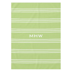 Lime Green Stripes custom monogram table cloths