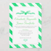 Lime Green Stripes Wedding Invitations