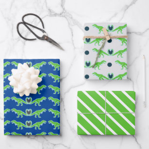 Lime Green T-Rex Dinosaur  Wrapping Paper Sheet