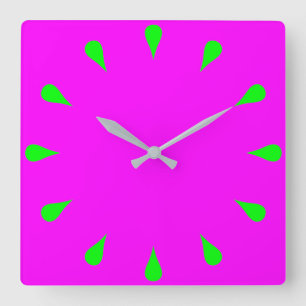Lime green teardrops square wall clock