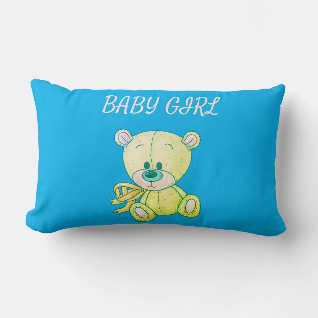 Lime Green Teddy Bear Lumbar Pillow (Front)