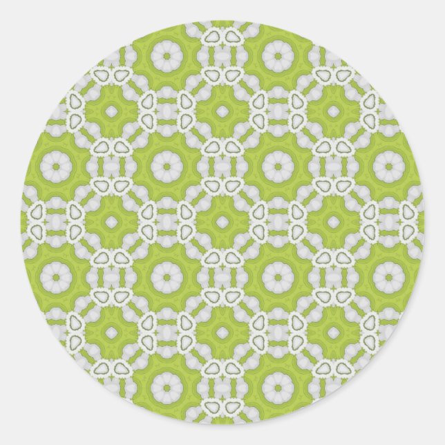 lime green tile classic round sticker (Front)