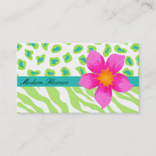 Lime Green, & Turquoise Teal Zebra & Cheetah Business Card