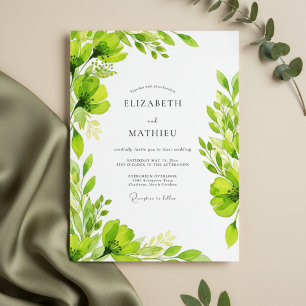 Lime Green Verdant Bloom Wedding Invitation