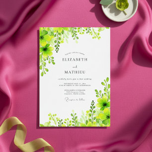 Lime Green Verdant Botanical Wedding Invitation