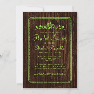 Lime Green Vintage Barn Wood Bridal Shower Invites