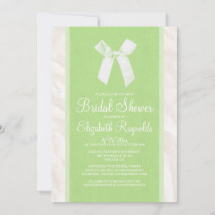 Lime Green Vintage Bow Linen Bridal Shower Invites