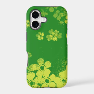 Lime green vintage floral pattern