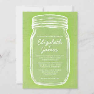 Lime Green Vintage Mason Jar Wedding Invitations