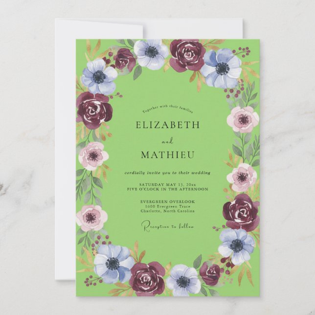 Lime Green Vivacious Floral Wedding Invitation (Front)