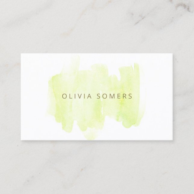 Lime Green Watercolor  Business Card (Front)