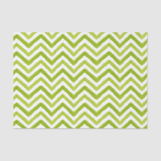 Lime Green Watercolor Chevron Tissue Paper (Front)