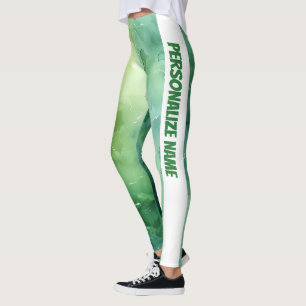 lime Green Watercolor PERSONALIZE Leggings