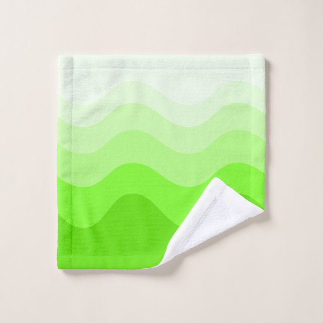 Lime Green Wavey Stripe ModernTowel Bath Towel Set (Wash Cloth)
