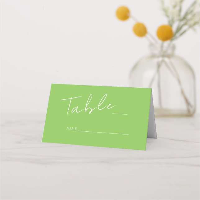 Lime Green Wedding Folded Place Card (Front)